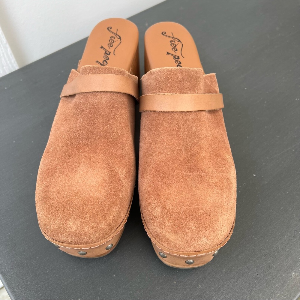 Free People Calabasas Platform Brown Suede Clog Women’s Size 8 - Picture 8 of 11